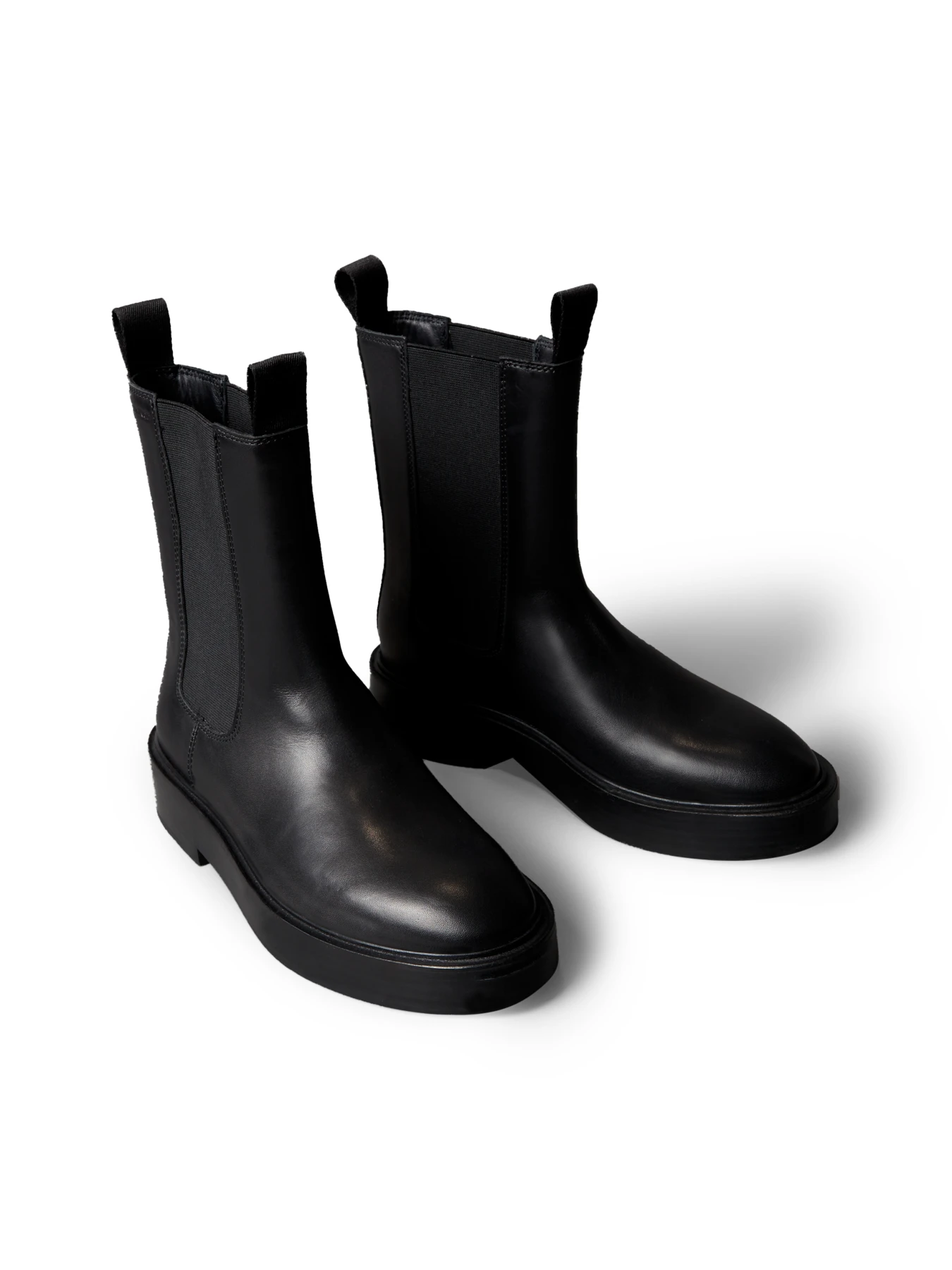 Leather Stacked Heel Chelsea Boots Gallery