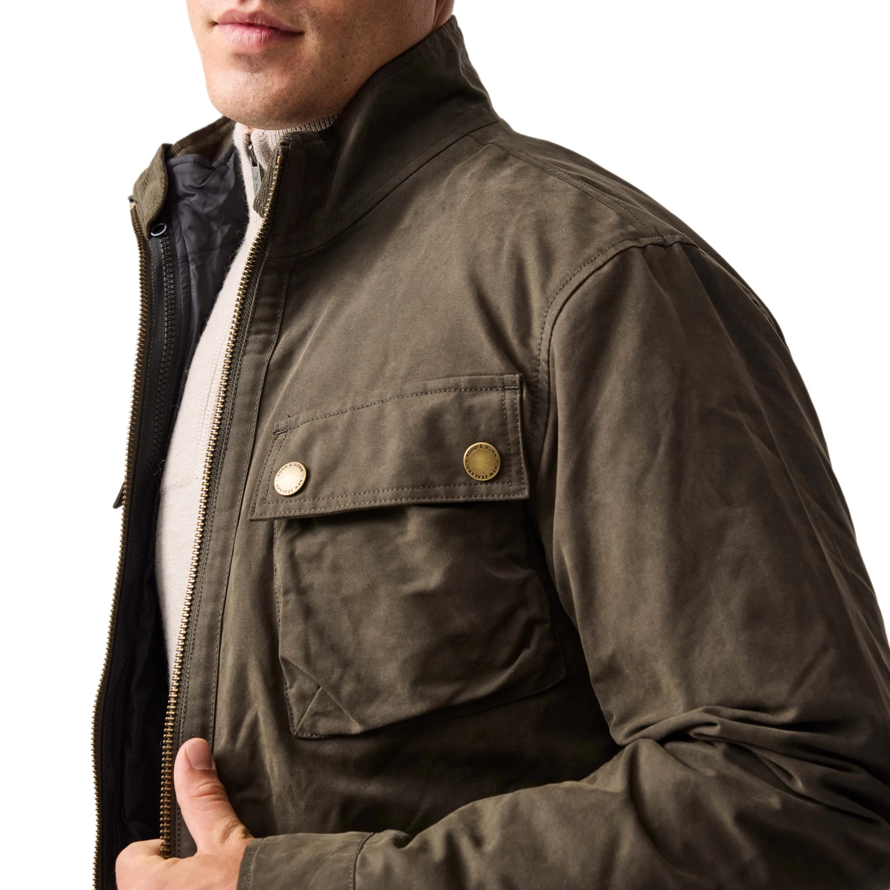 Waxed Canvas Utility Jacket with Four Pockets Gallery
