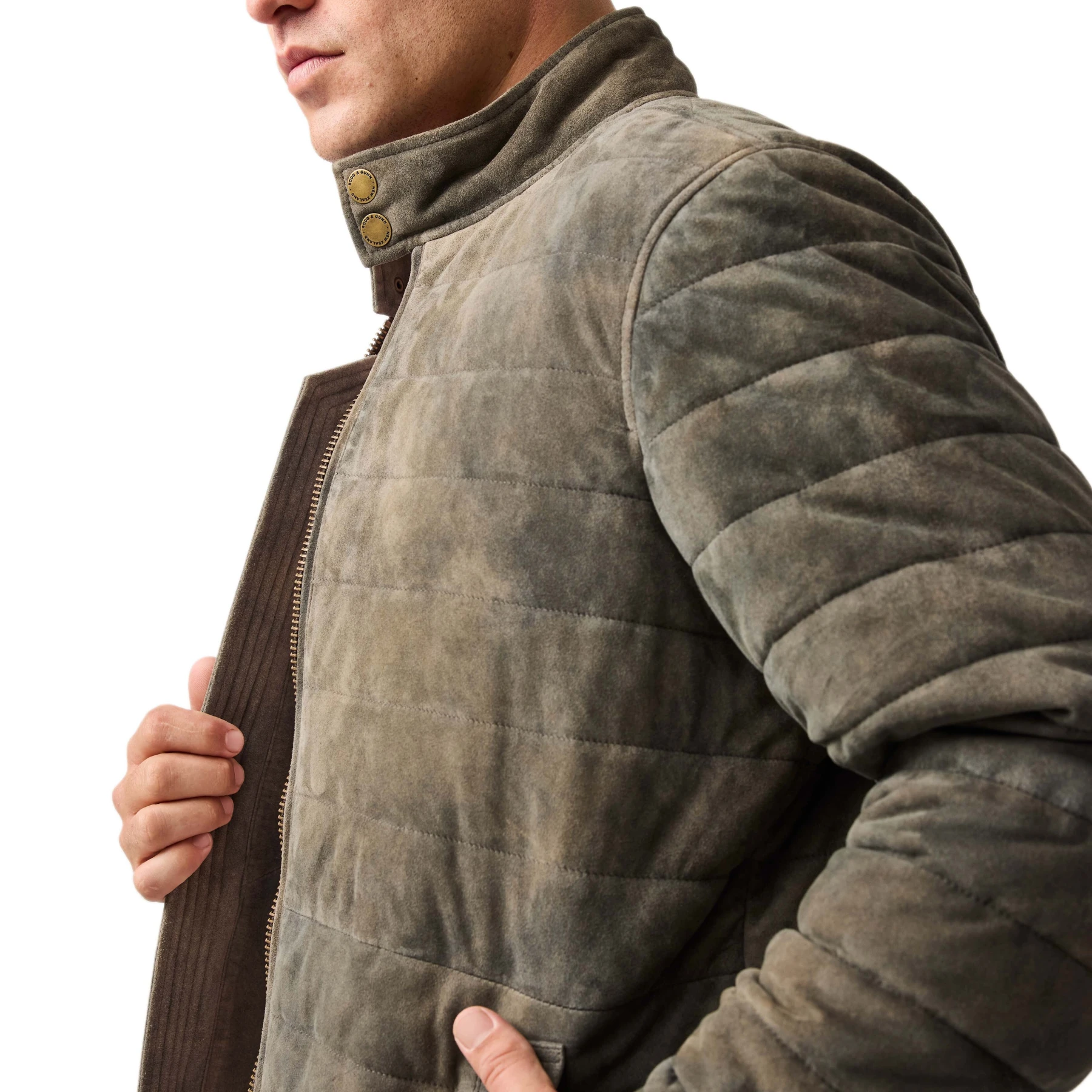 Stand Collar Suede Quilted Bomber Gallery