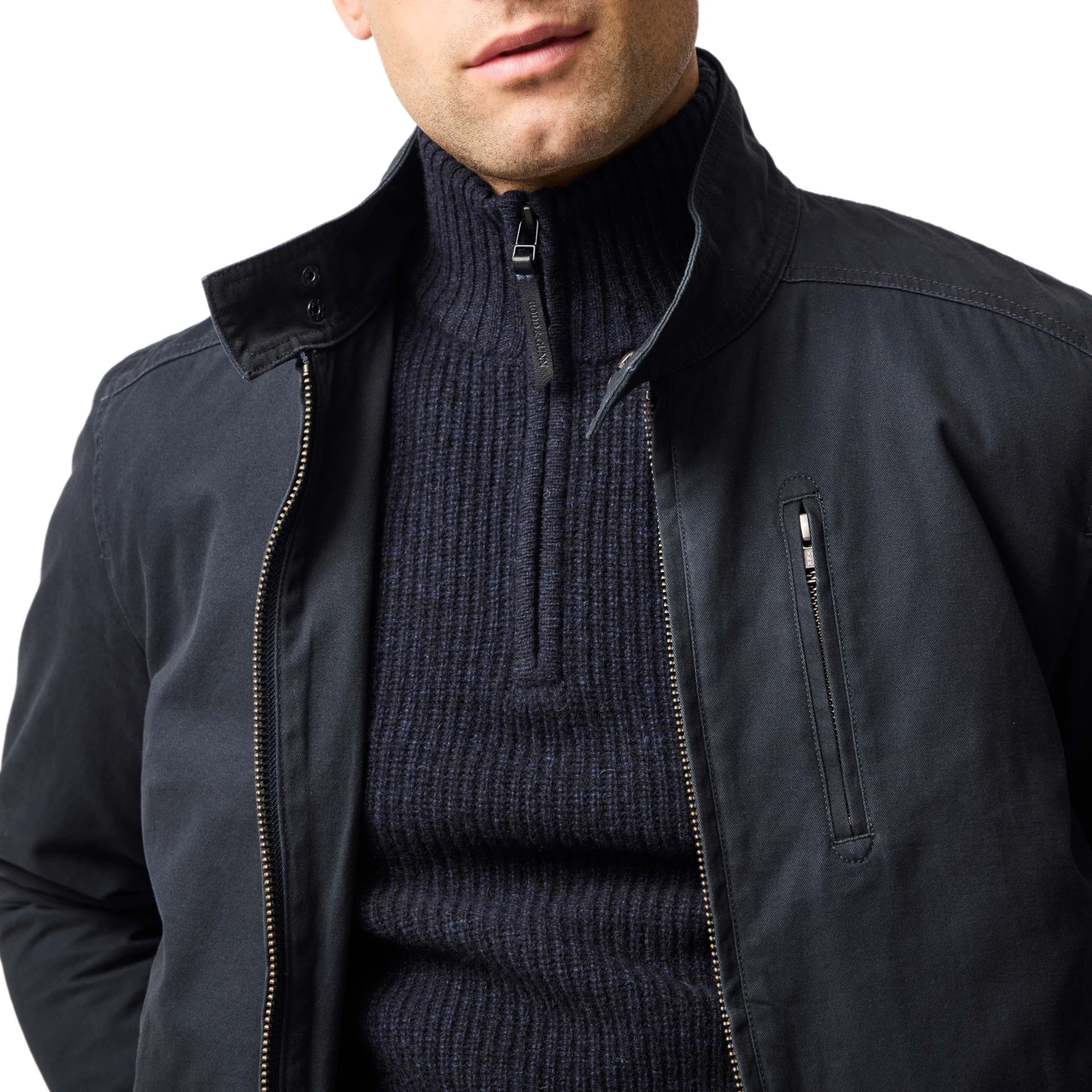 Ribbed Quarter Zip High Neck Sweater Gallery