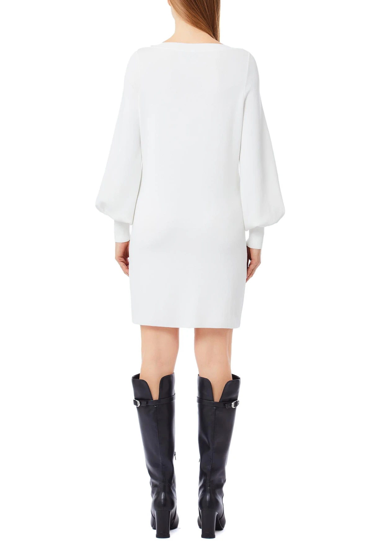 Knit Mini Dress with Balloon Sleeves Gallery