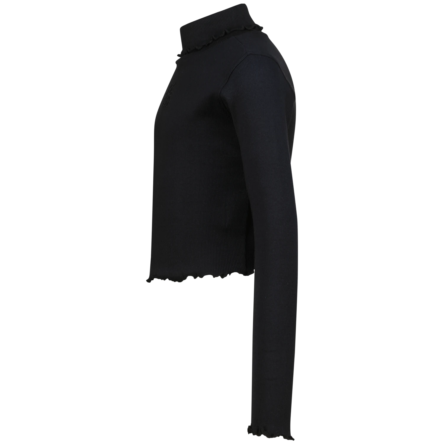 Cropped Long-Sleeve Top with Lettuce-Edge Trim Gallery