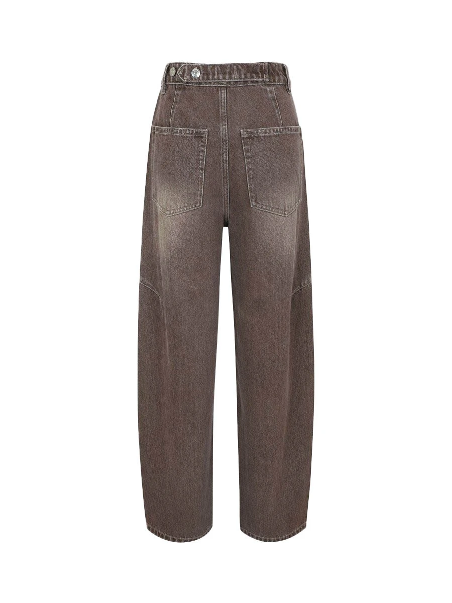 Wide  Straight Jeans with Pleats on Side Seams Gallery