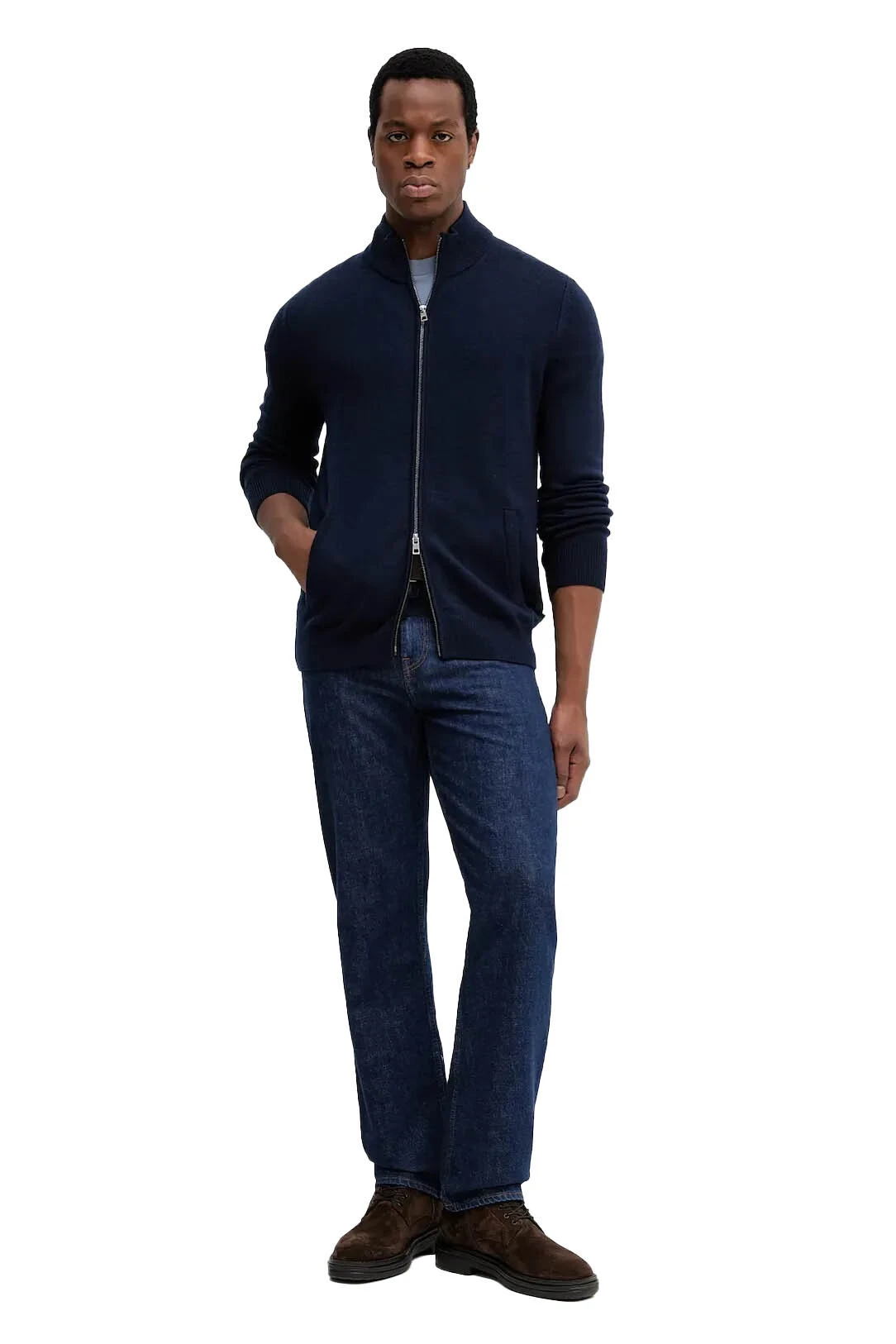 Merino Wool Blend Full-Zip Cardigan Gallery