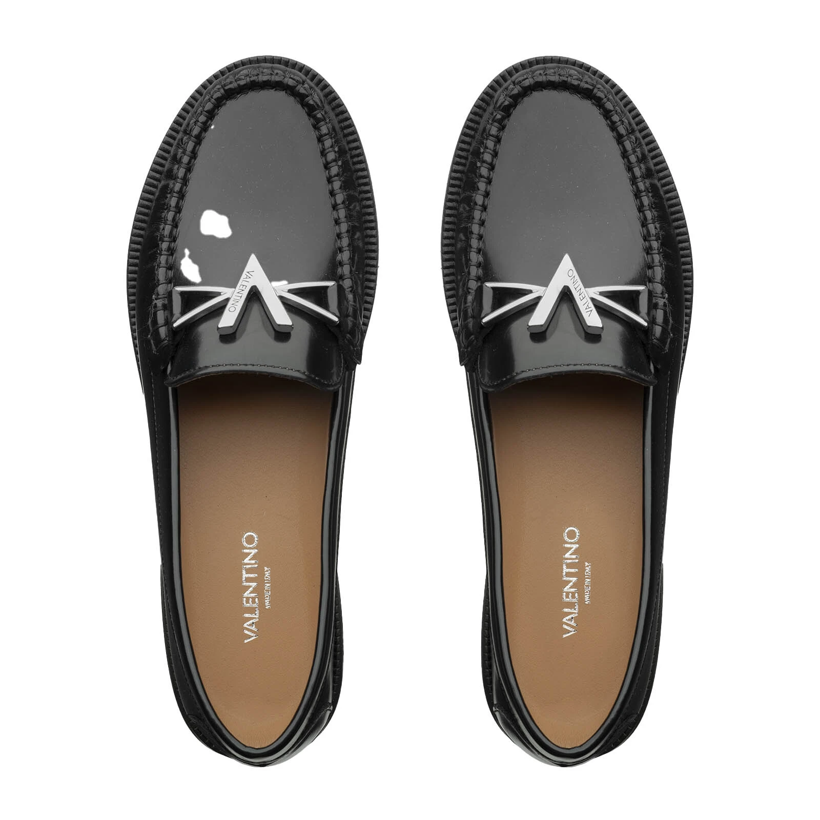 Patent Leather Loafers with Metallic K Detail Gallery