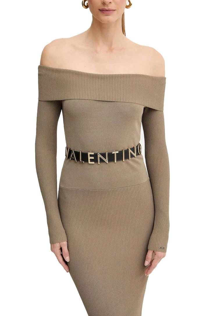 Leather Belt with Large Gold Logo Lettering Gallery