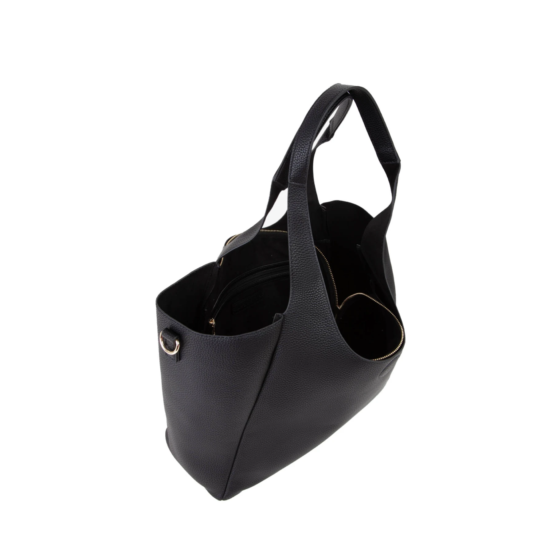 Pebbled Leather Hobo Bag with Gold Buckle Detail Gallery