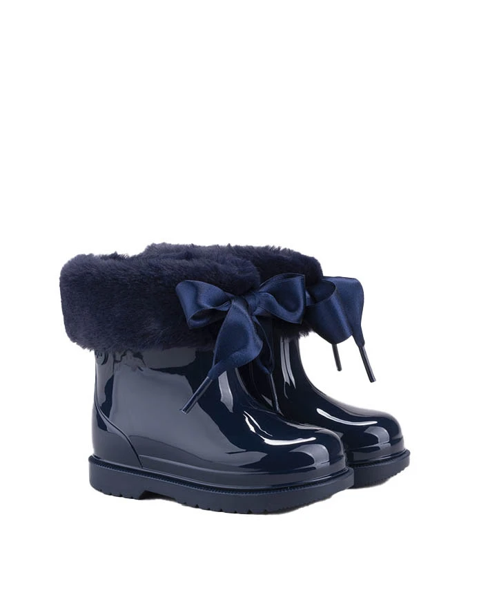 Glossy Boots with a Fur Lining and Satin Bow Gallery