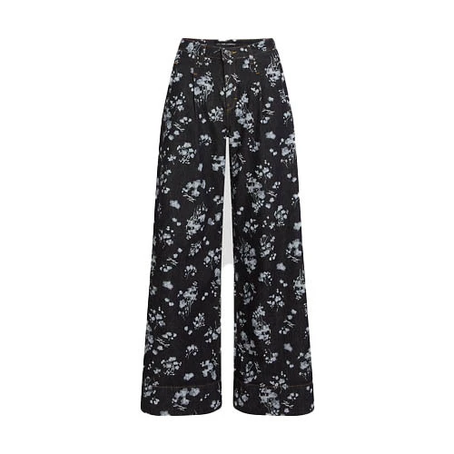 Wide Leg Floral Prind Jeans Gallery