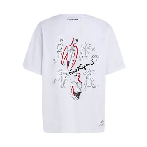 Oversized T-shirt with Small Red-Framed Design Gallery