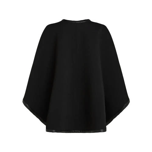 Felt Poncho with V-Neck and Leather Trim Gallery