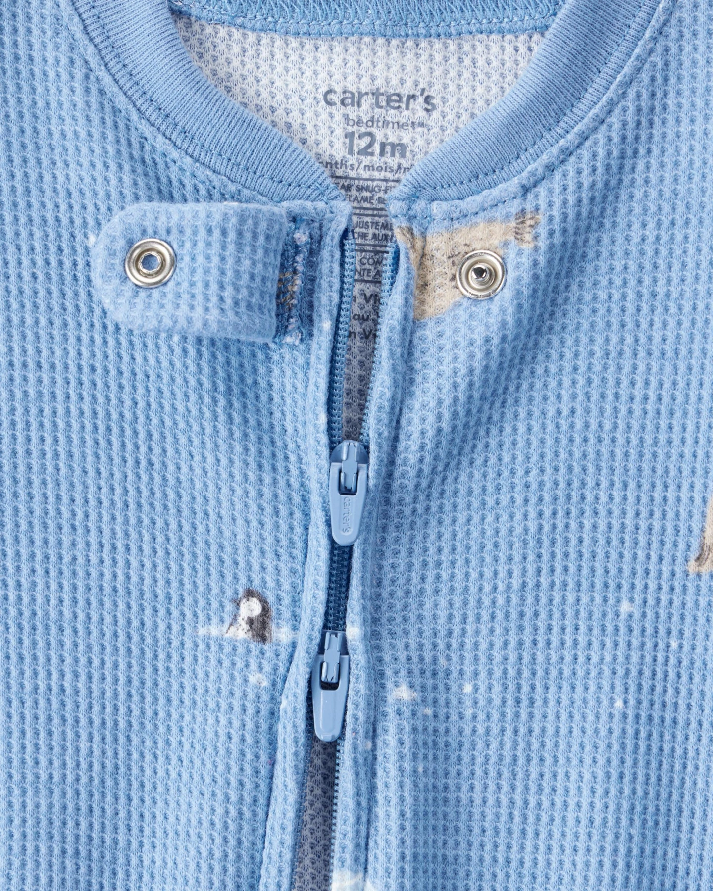 Baby Boy Arctic Animal Print Cotton Long-Sleeve Snug Fit 1-Piece Pajamas - Blue Gallery