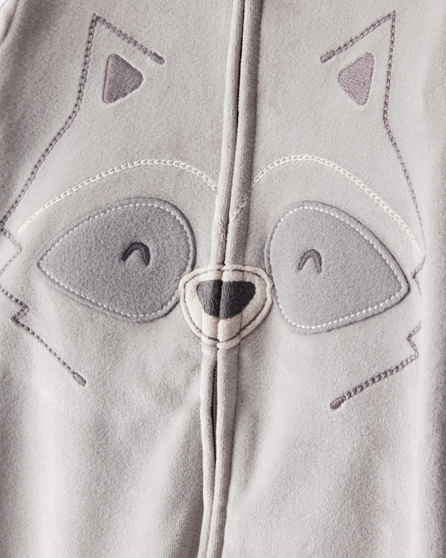 Toddler Boy Raccoon DreamPlush Long-Sleeve Snug Fit 1-Piece Pajamas - Grey Gallery