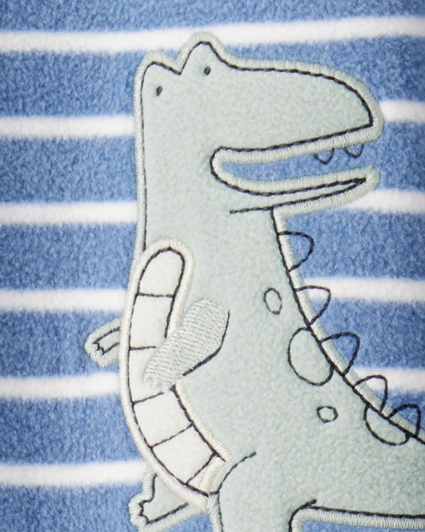 Baby Boy Dino Striped 2-Way Zip Long-Sleeve Fleece Pajama - Blue Gallery