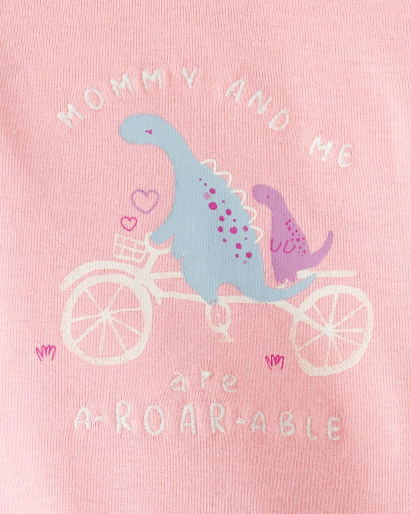 Baby Girl 2-Piece Dinosaur Print Cotton Long-Sleeve Bodysuit & Pant Set - Pink/White Gallery