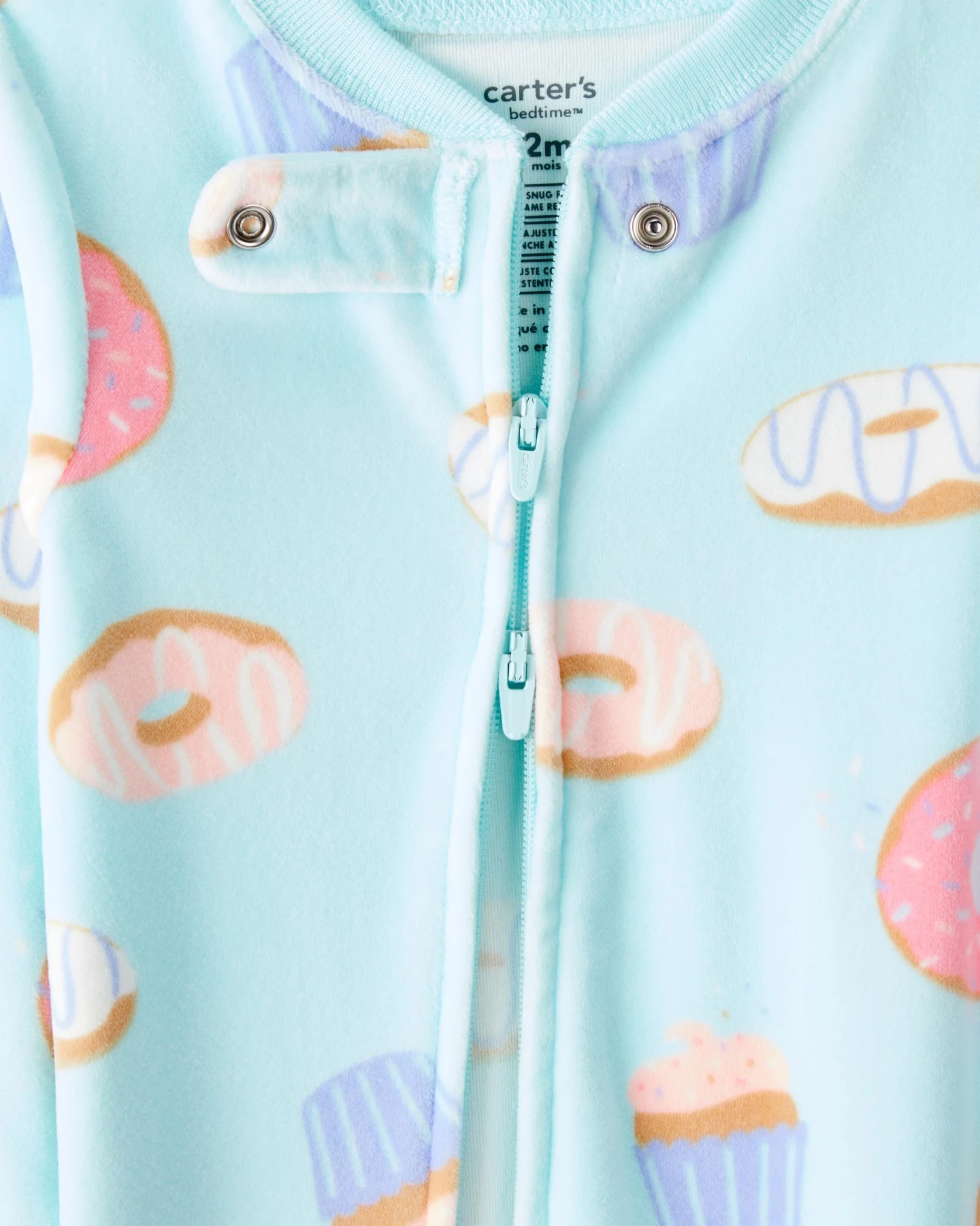 Baby Girl Donuts DreamPlush Long-Sleeve Snug Fit 1-Piece Pajamas - Blue Gallery