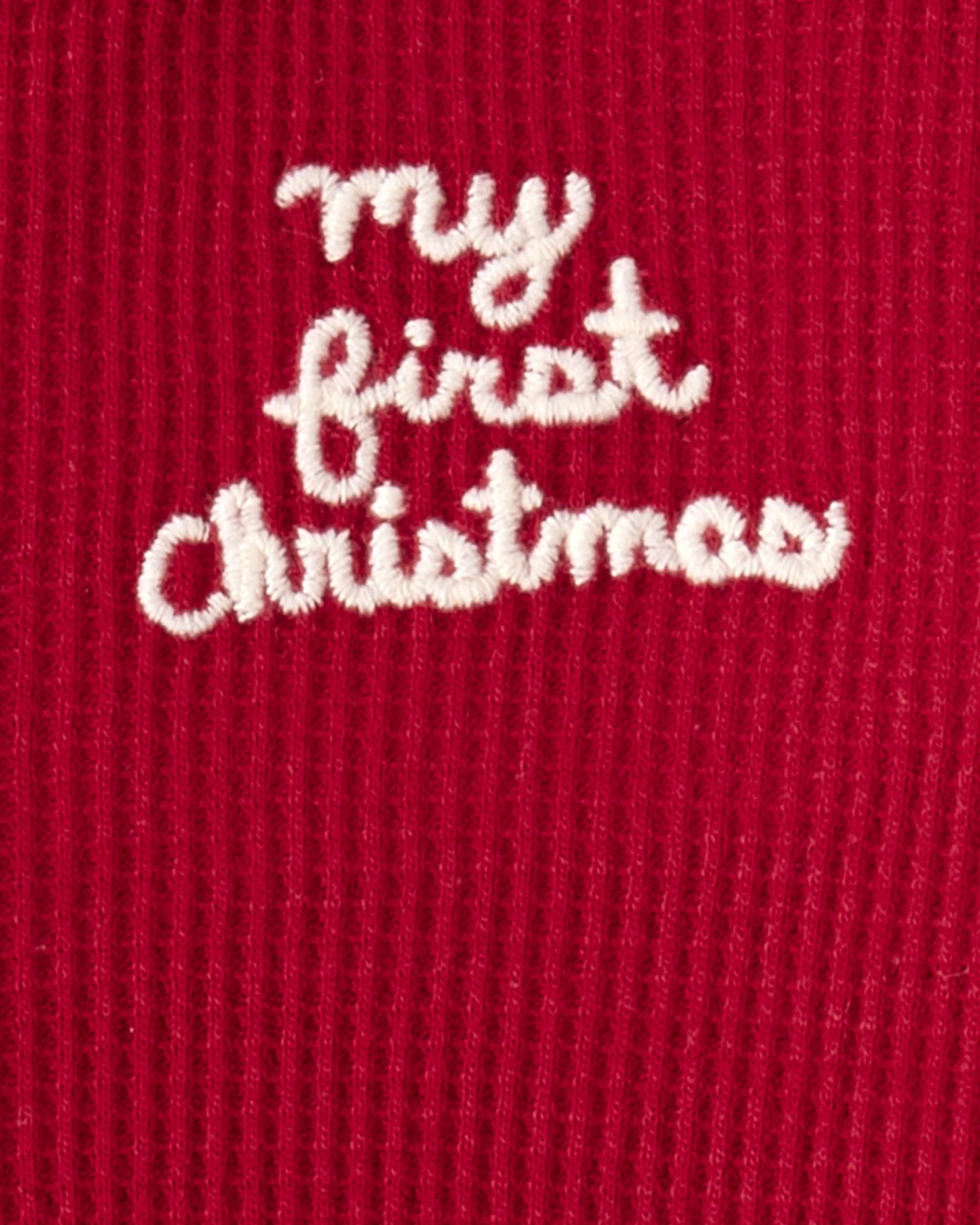 Baby My First Christmas Holiday Red Cotton Sleep & Play Pajamas - Red Gallery