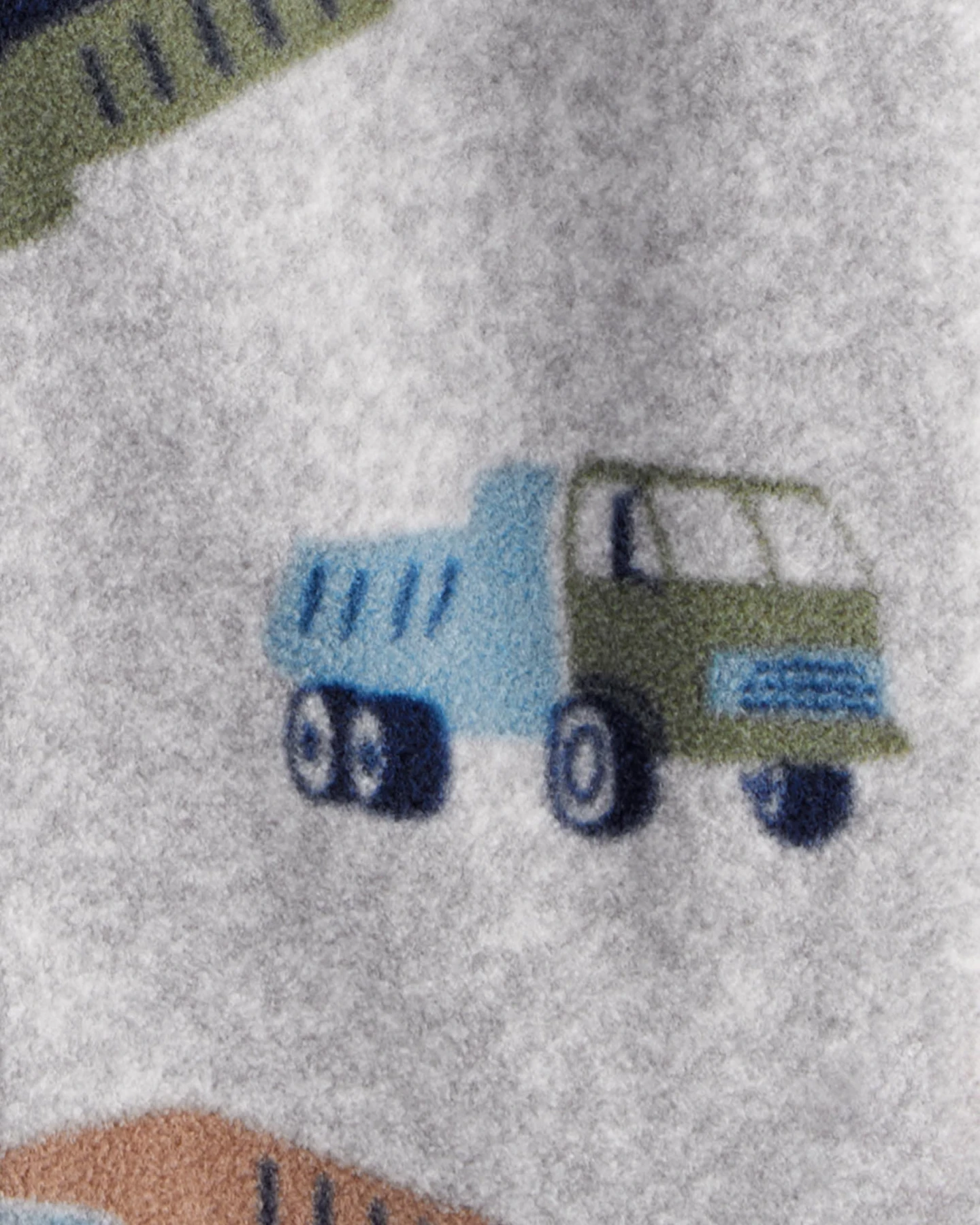 Baby Boy Construction Truck Print Loose Fit Long-Sleeve Sleep & Play Pajamas - Grey Gallery