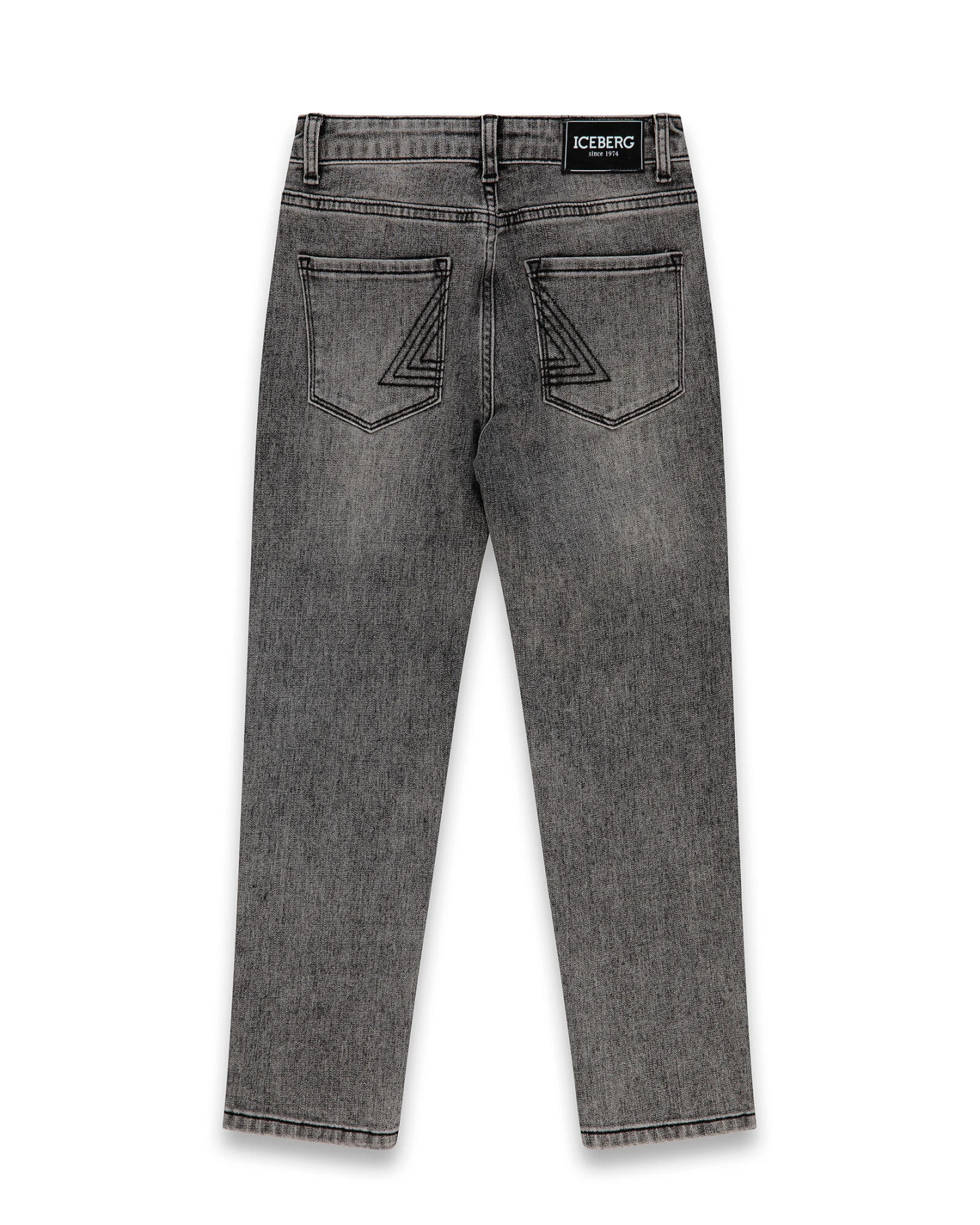 Washed Denim Jeans with Vertical Logo Gallery