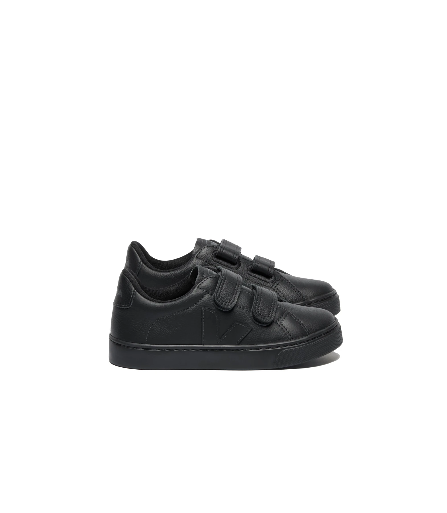 Monochromatic Leather Veja V-12 Velcro Sneakers  - Kids Gallery