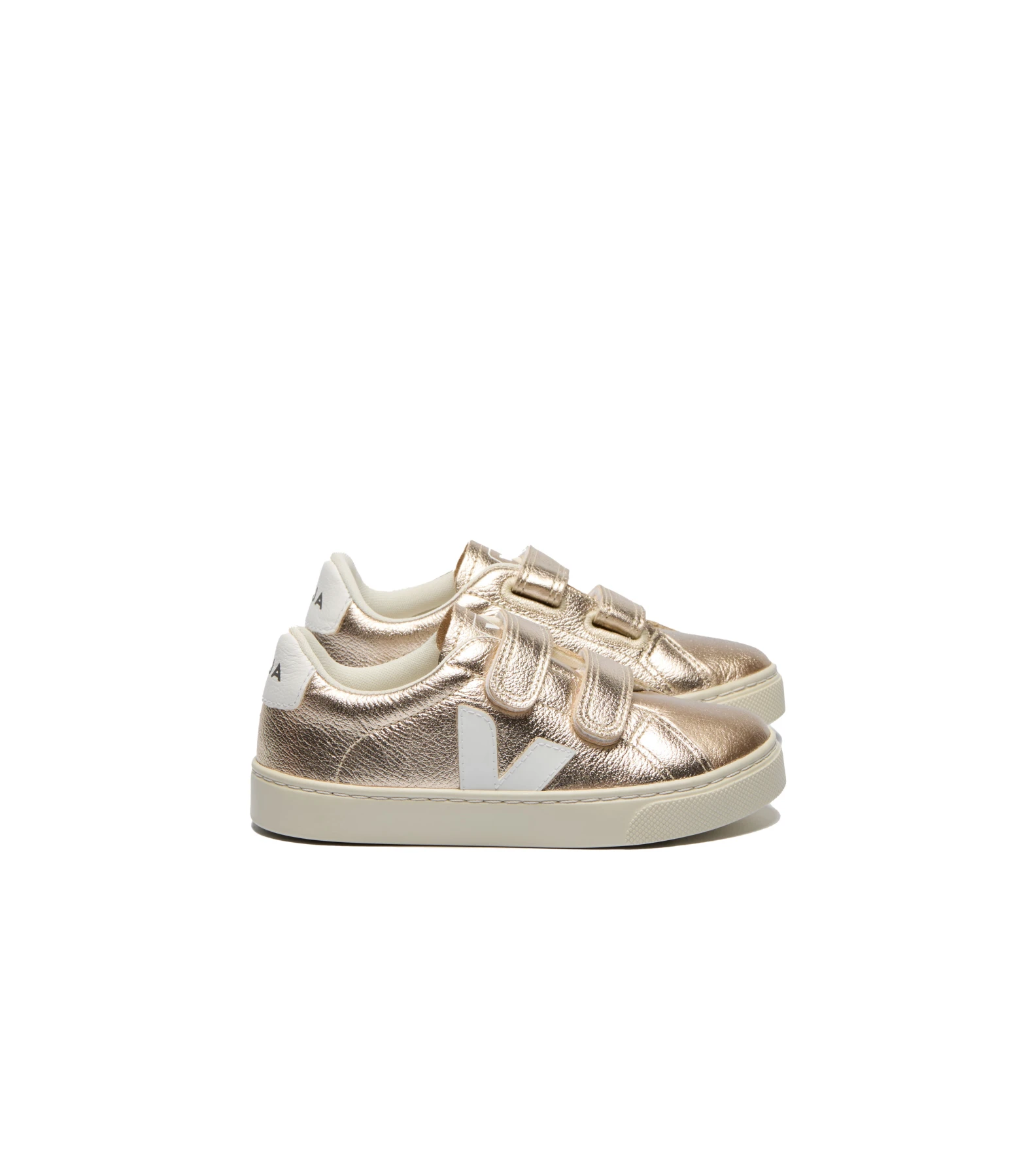 Metallic Leather Velcro Sneakers  - Junior Gallery