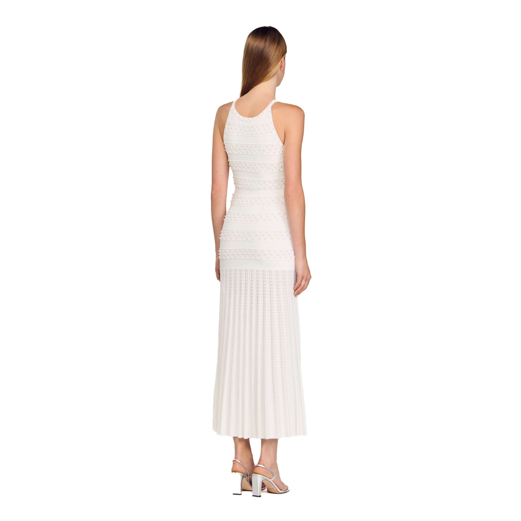 Sleeveless Long Striped Beaded Knit Dress Gallery