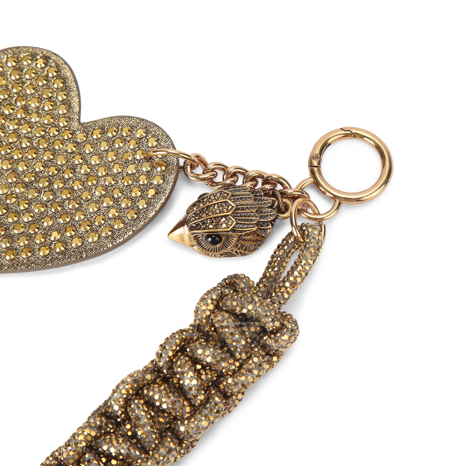 Crystal Embellished Heart and Braid Bag Charm Gallery