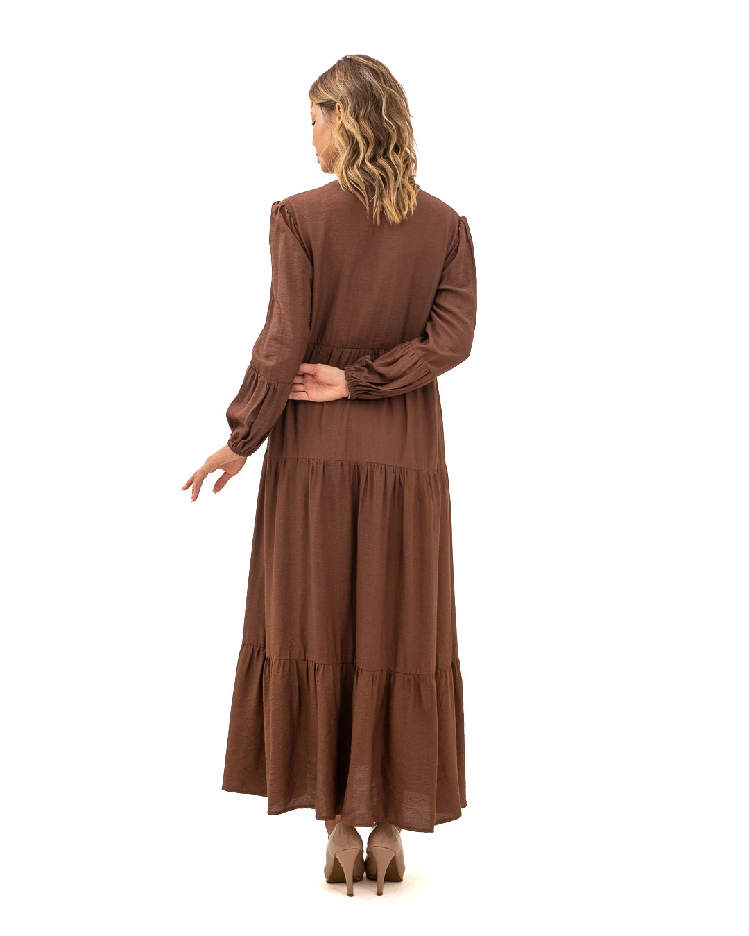 Smock Maxi Dress with Ruffled Sleeves Gallery