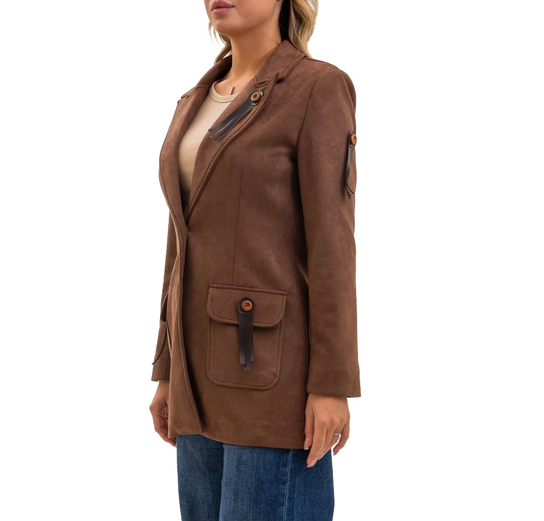 Suede Blazer with Flap Pockets Gallery
