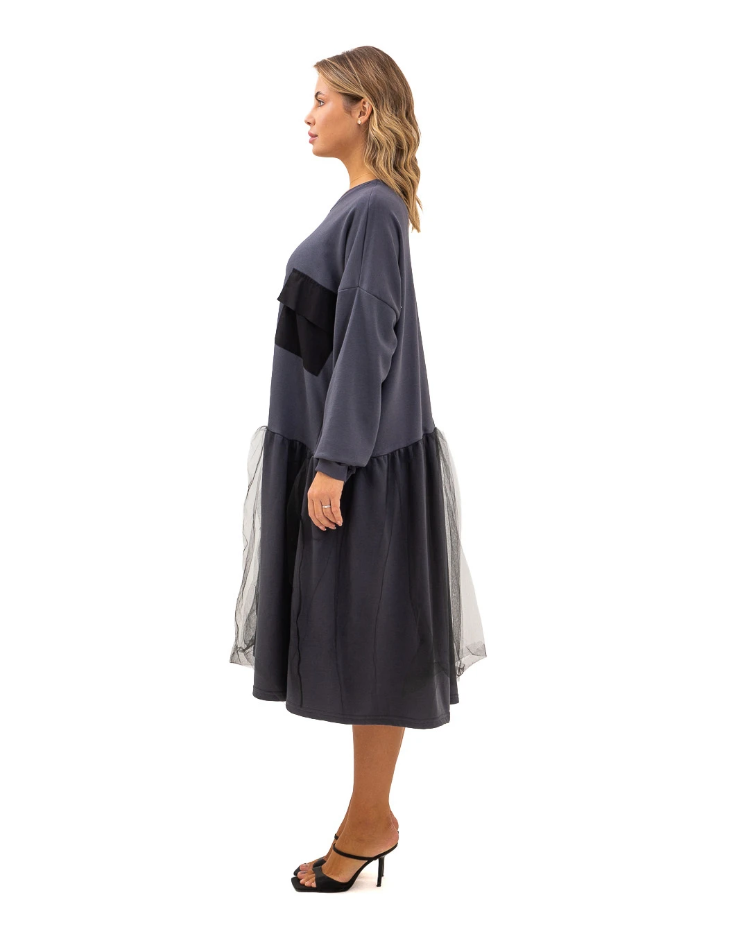 Relaxed Fit Drop-Waist Dress with Flounce Tulle Gallery