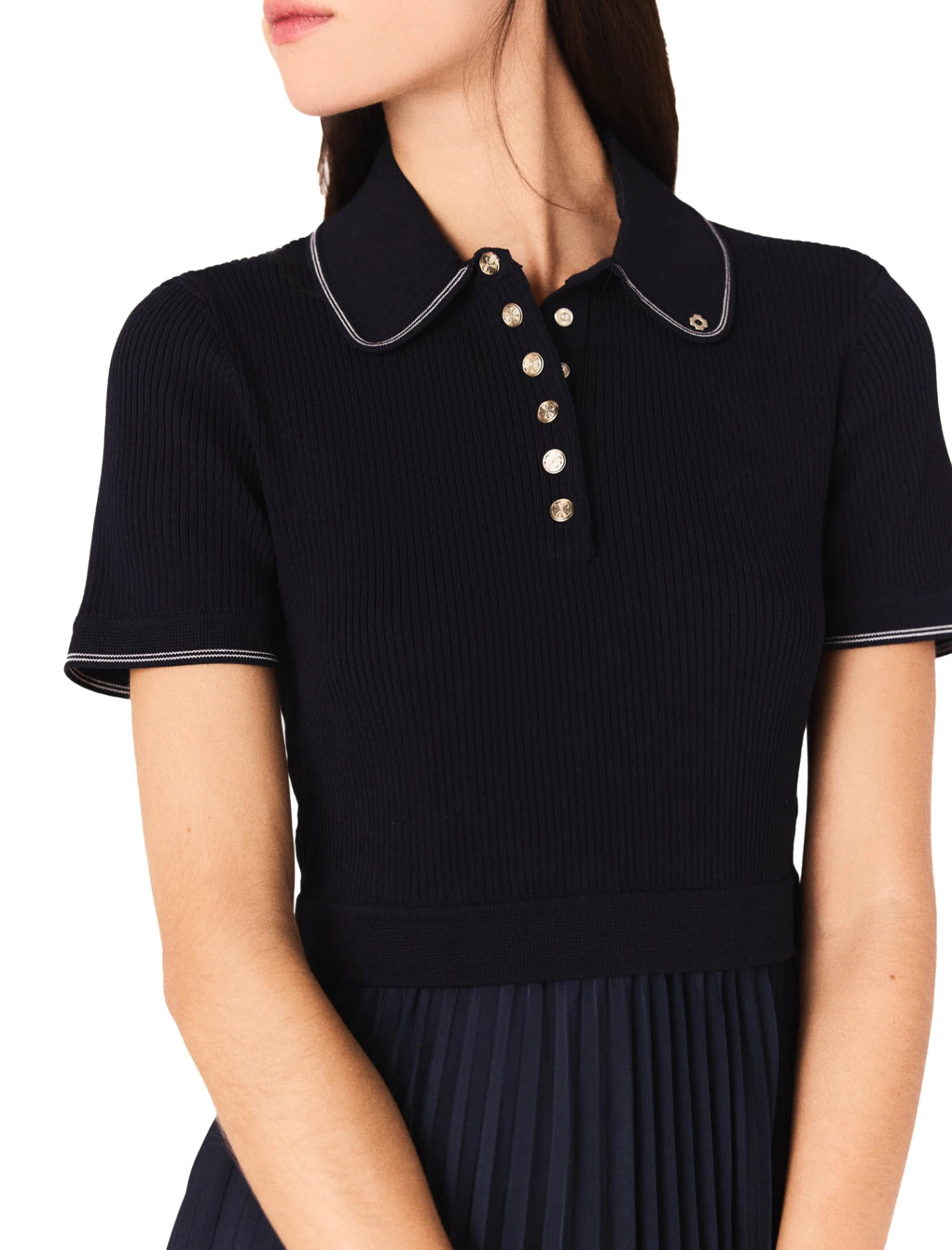 Short Pleated Polo Collar Dress Gallery