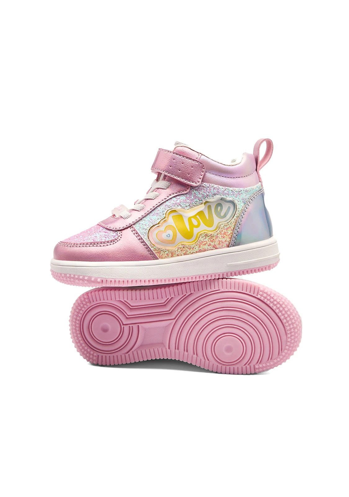 Glitter High-Top Sneaker with 'Love' Cloud Patch Gallery