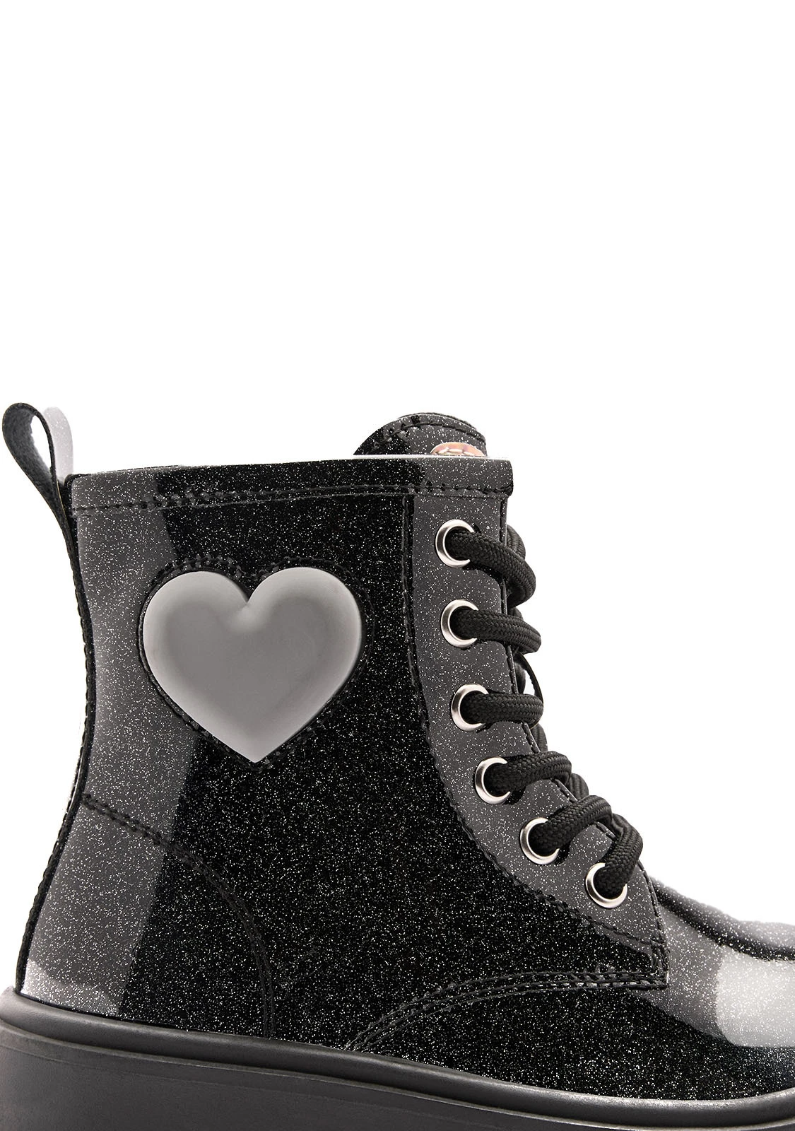 Glitter Combat Boot with Light-Up Heart Patch Gallery