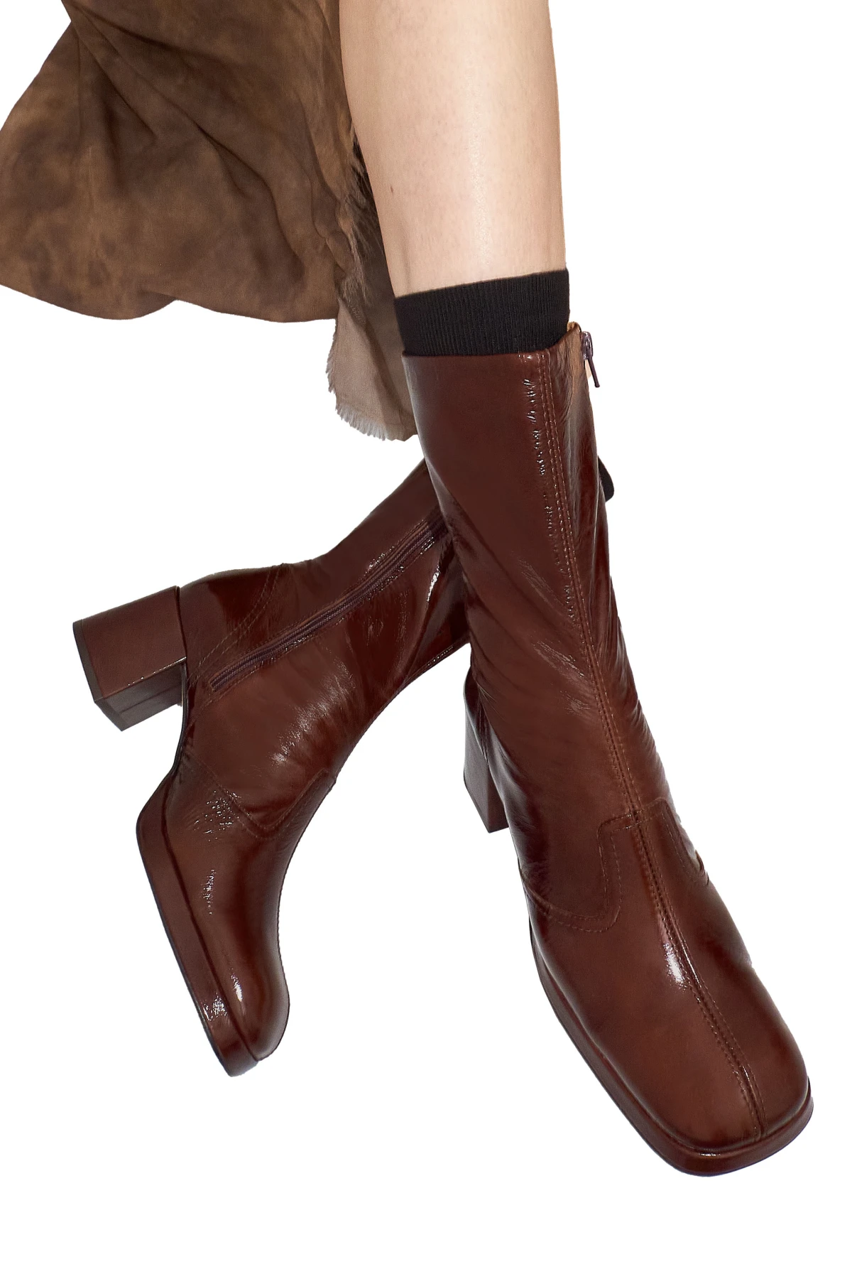 Cass Patent Leather Boots with Block Heels Gallery