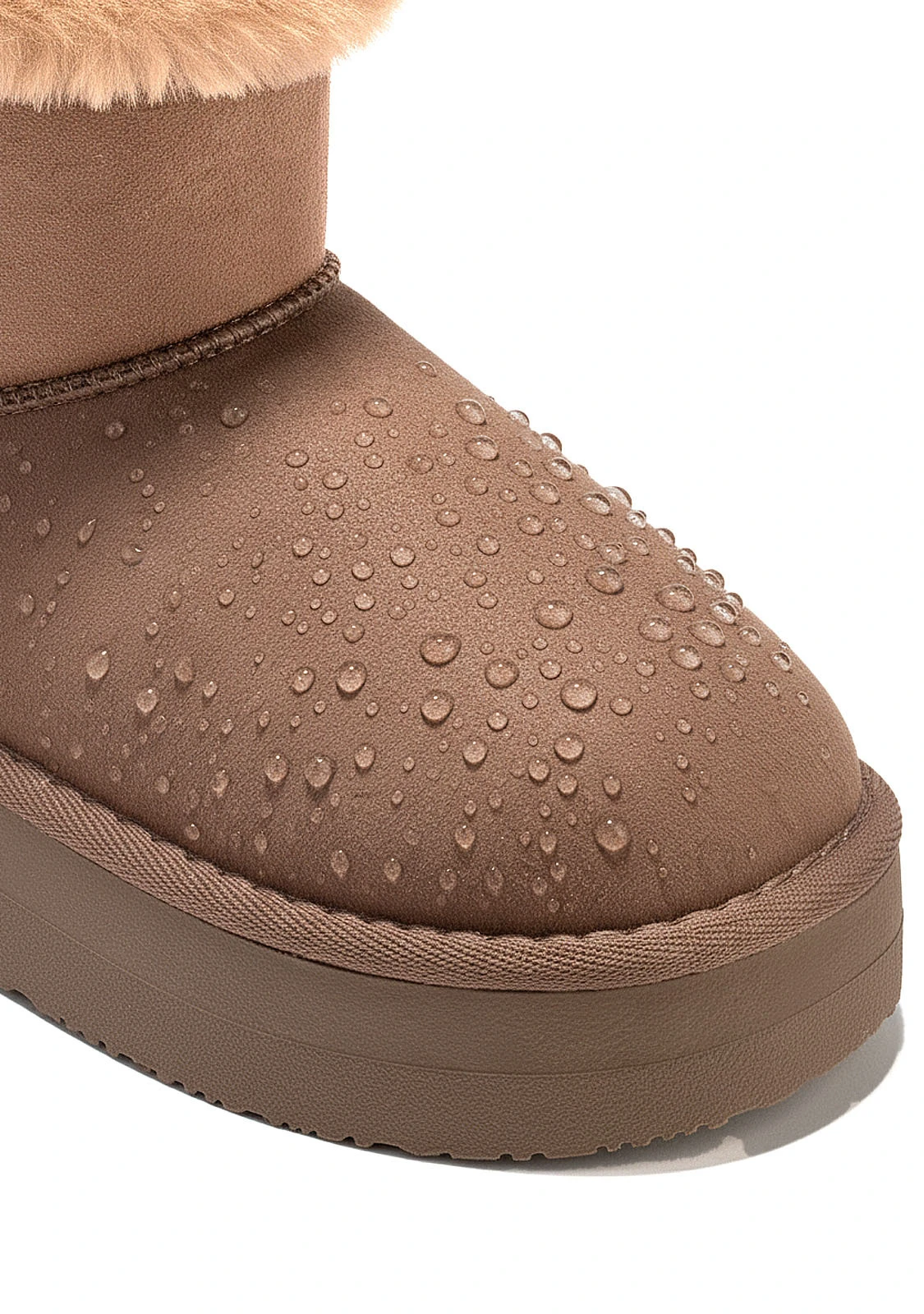 Faux-Suede Platform Boots with Fur Cuff Gallery