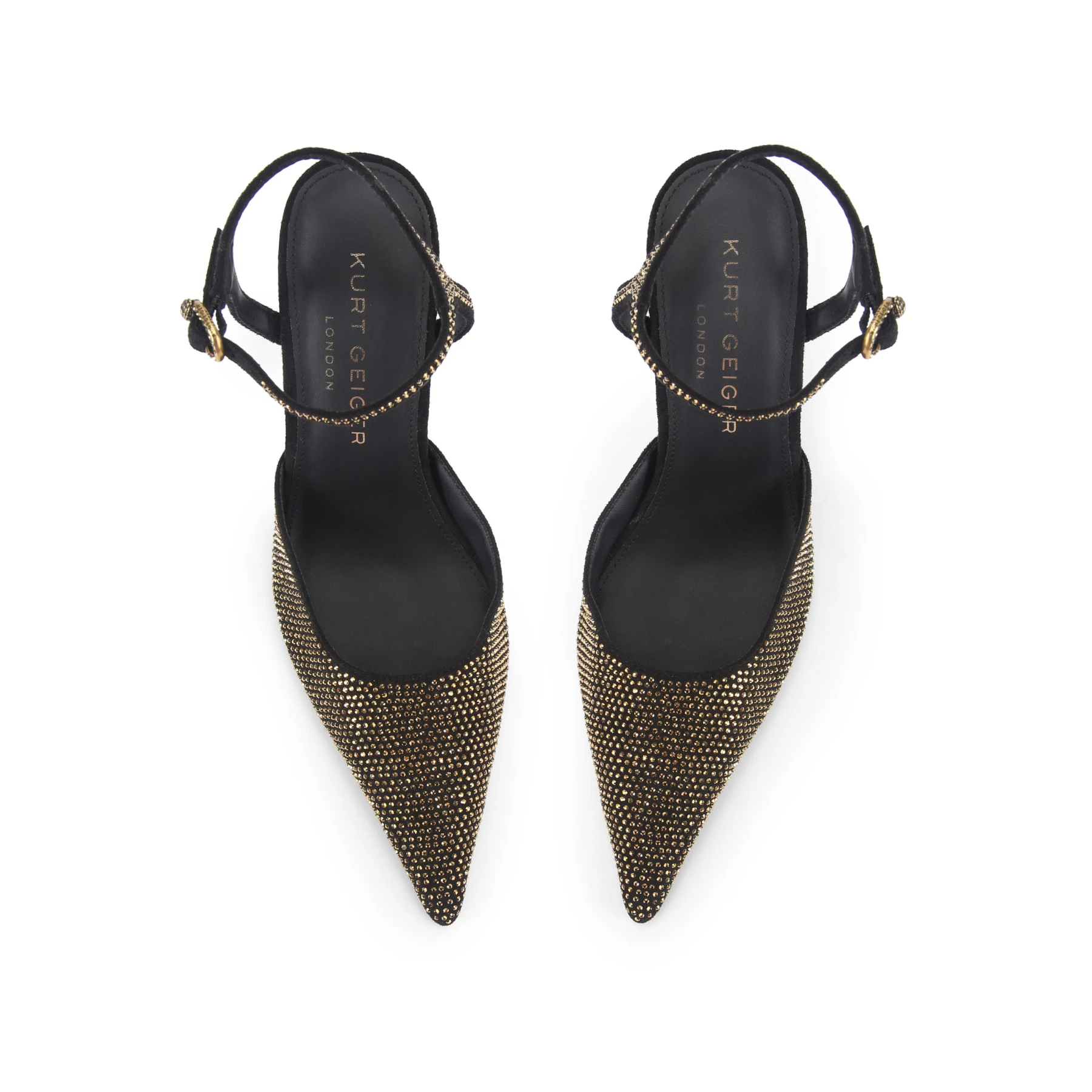 High-Heel Court Pump with Gold Crystal Stud Detail Gallery