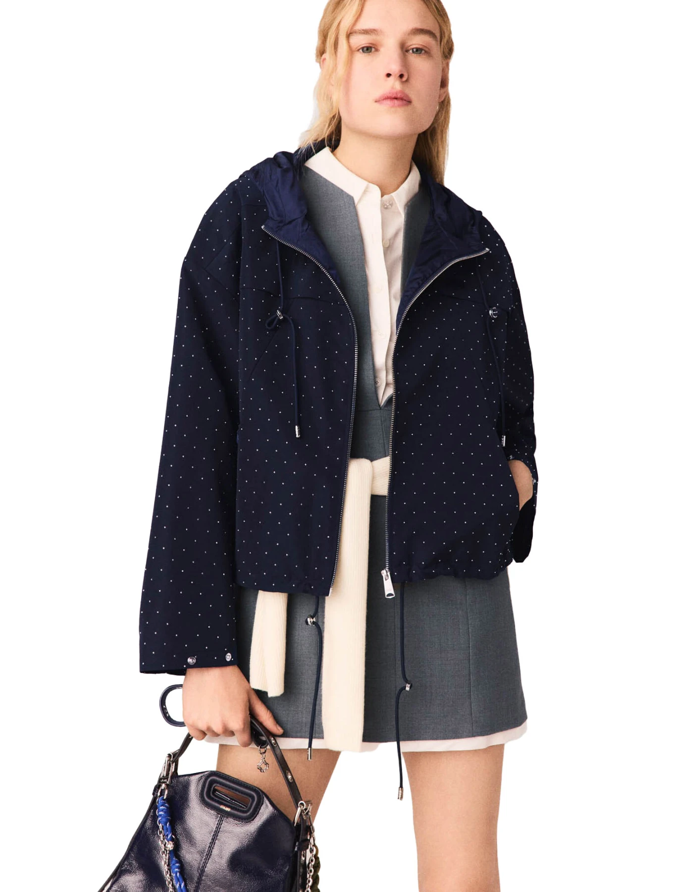 Hooded Windbreaker With Rhinestones Gallery