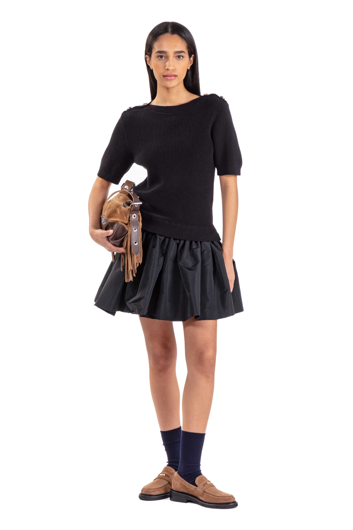Short Knit And Taffeta Dress Gallery