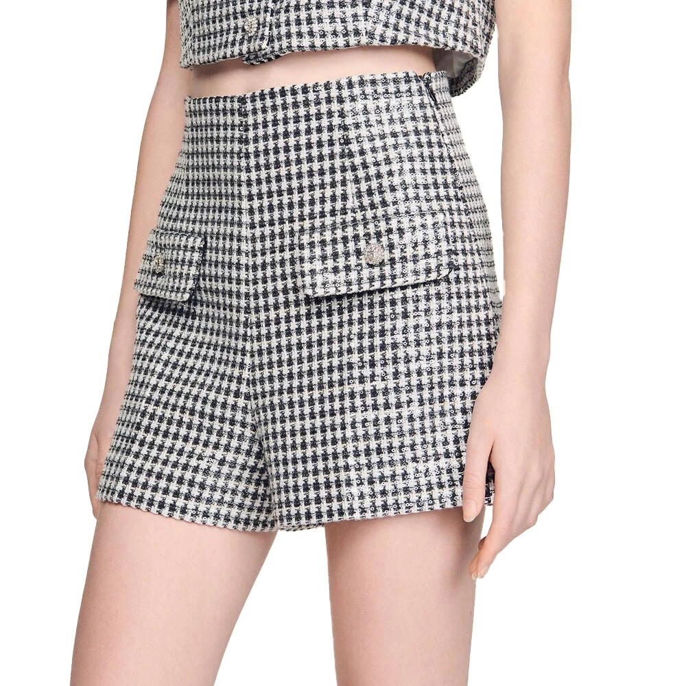 Sequin Houndstooth Tweed Shorts Gallery