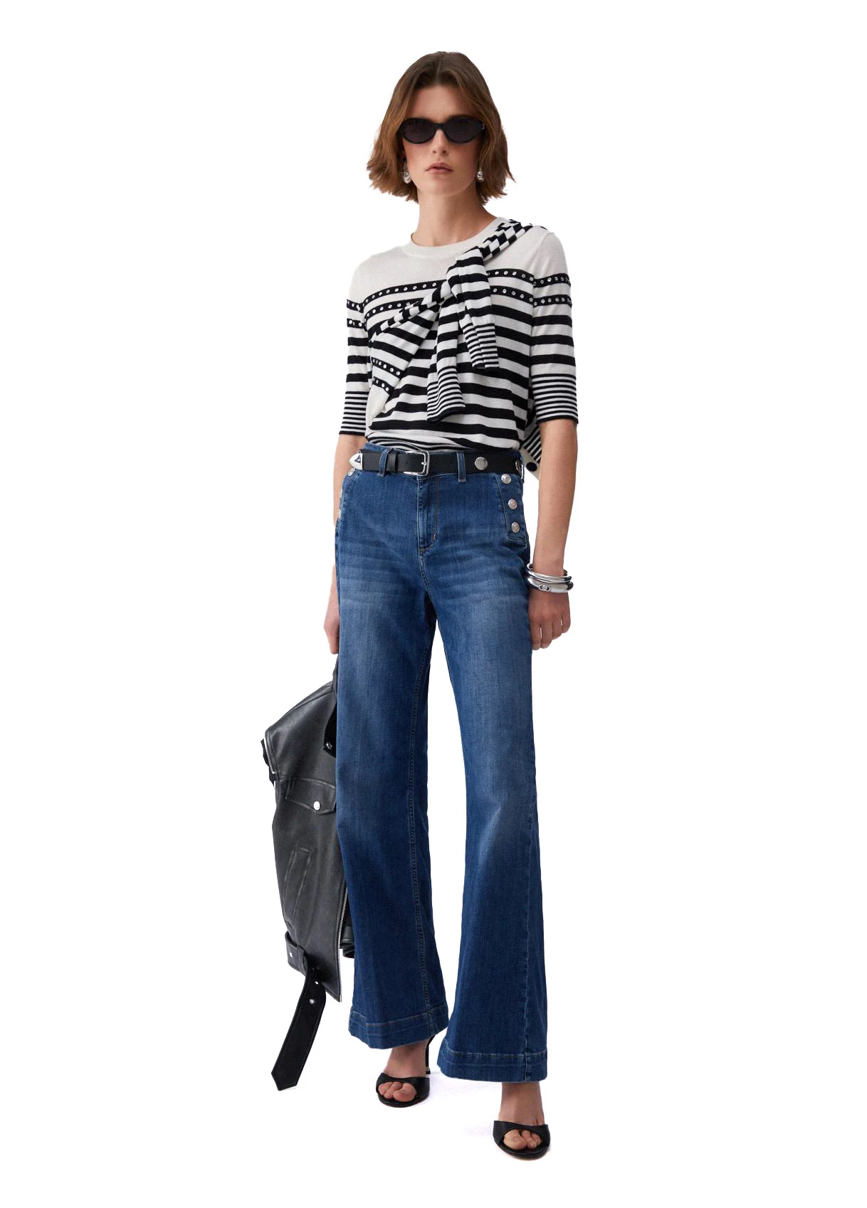 High-rise Flared jeans with Decorative Buttons Gallery