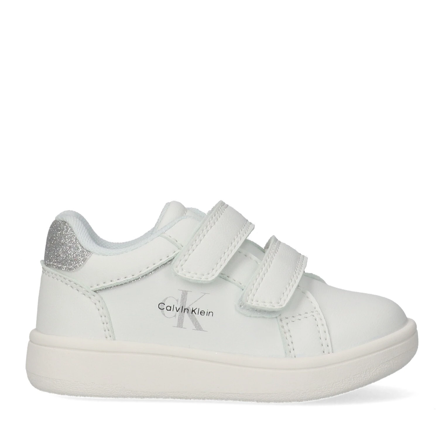 Grey Logo Velcro Sneakers with Glittery Heel Gallery