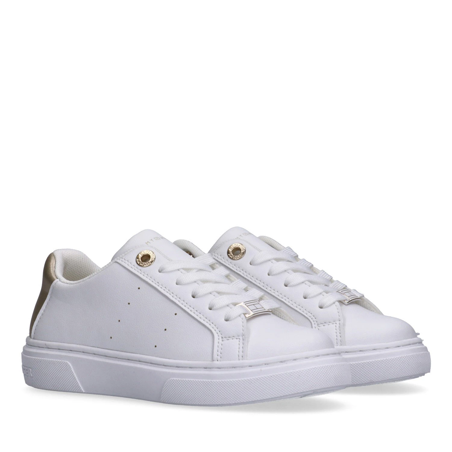 Lace-Up Sneakers With Gold Heel Tab And Logo Lace Charm Gallery