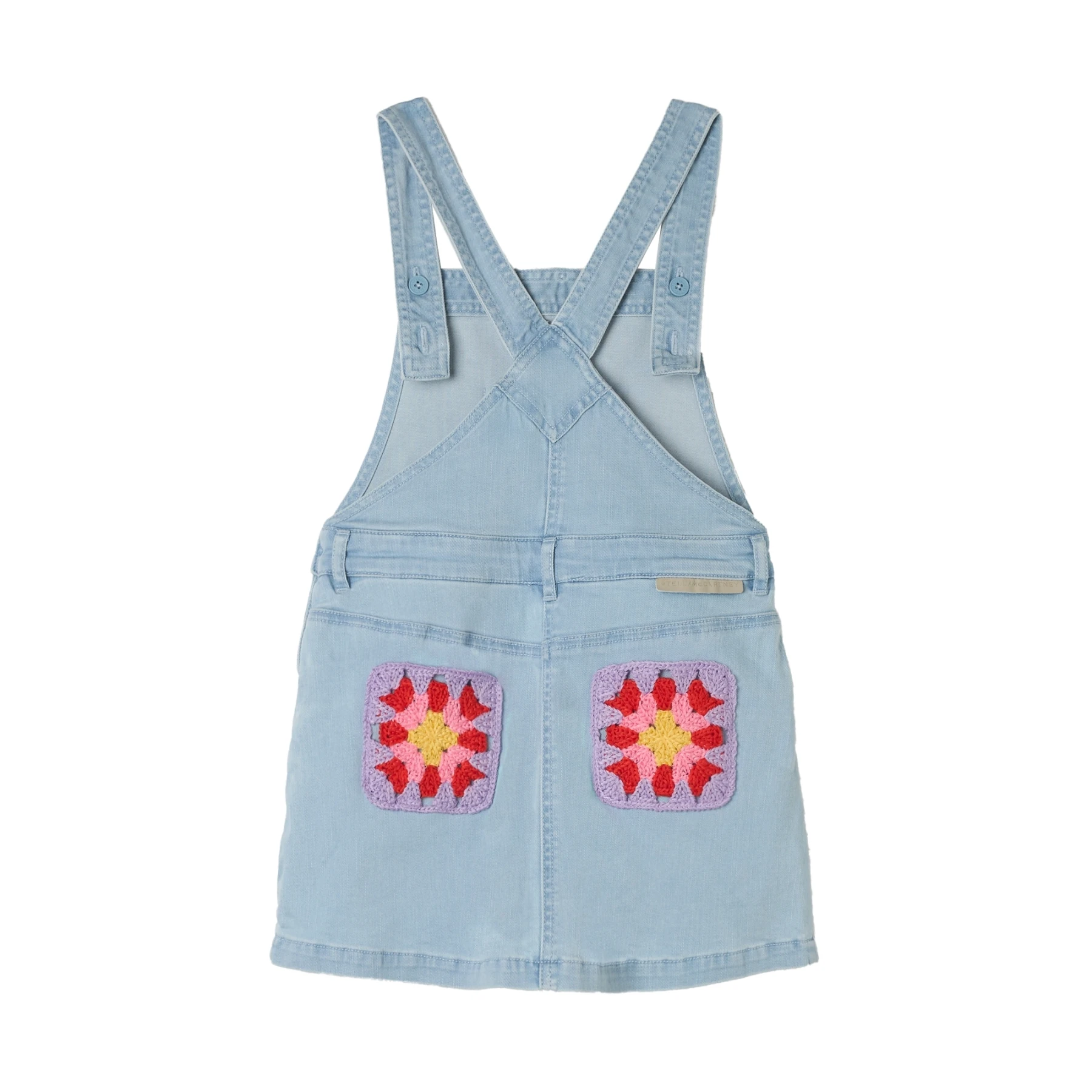 Denim Pinafore Salopette with Crochet Flower Patch  Gallery