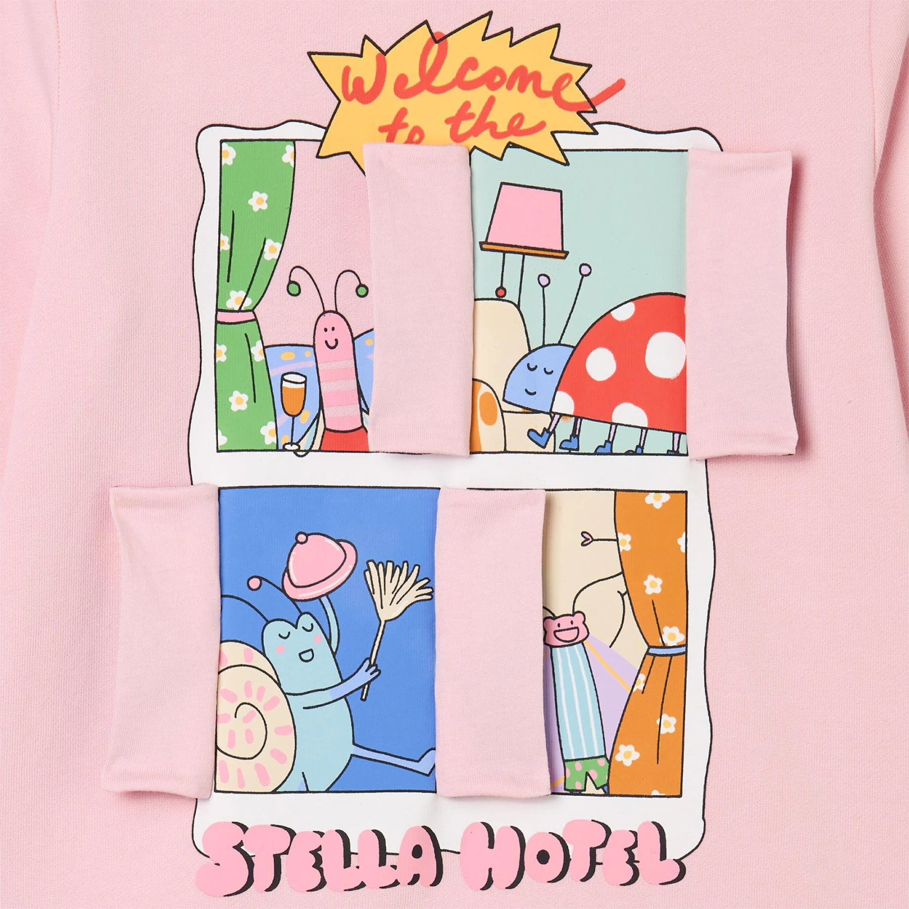 Long Sleeve Sweatshirt with "Stella Hotel" Graphic Gallery