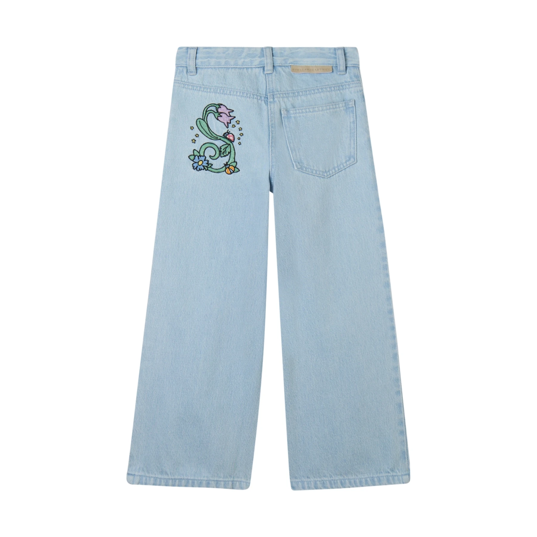 Kids Girls Light Wash Denim Jeans with Floral "S" Back Pocket Embroidery Gallery