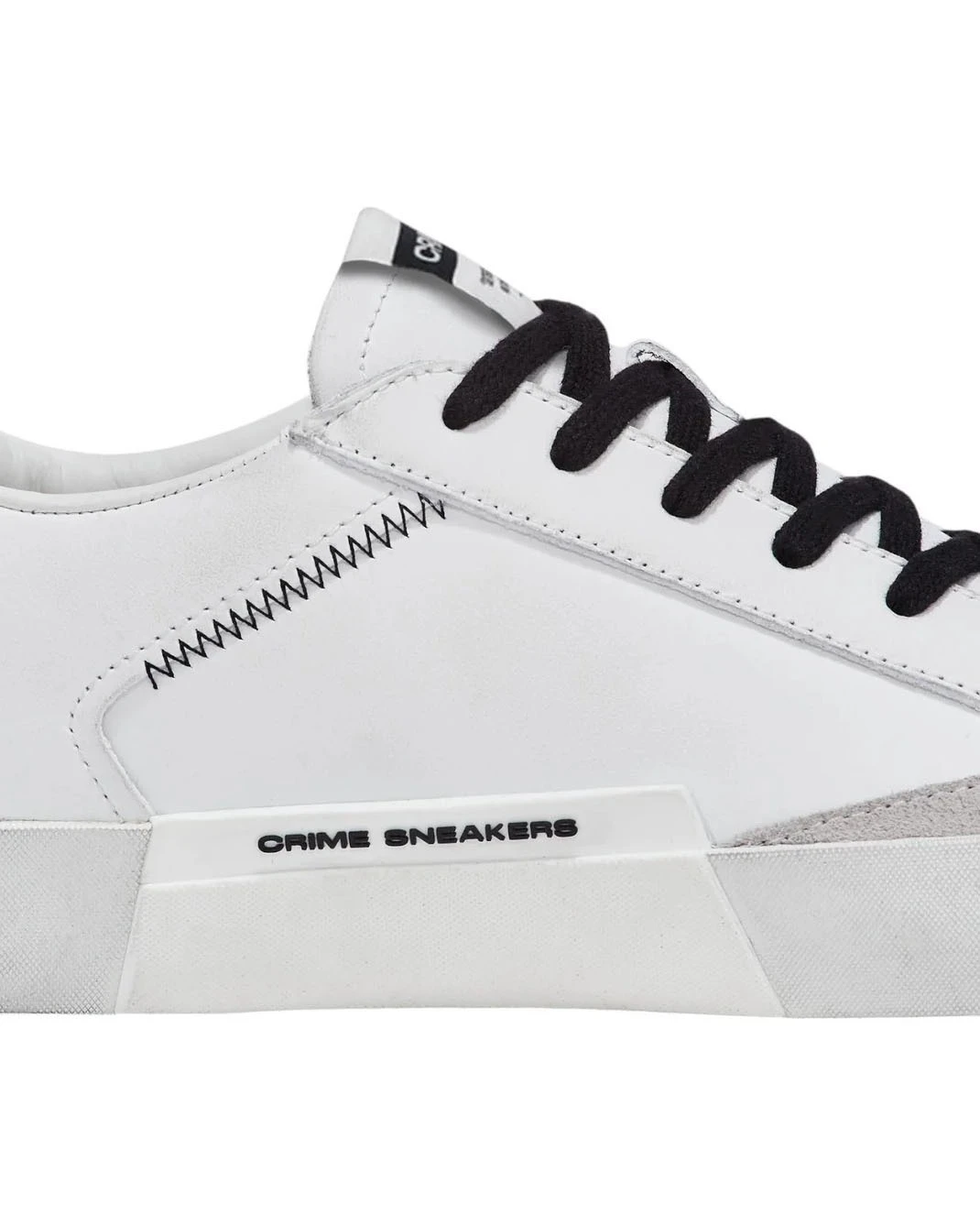 Distressed Whiet-Black Leather Sneakers Gallery