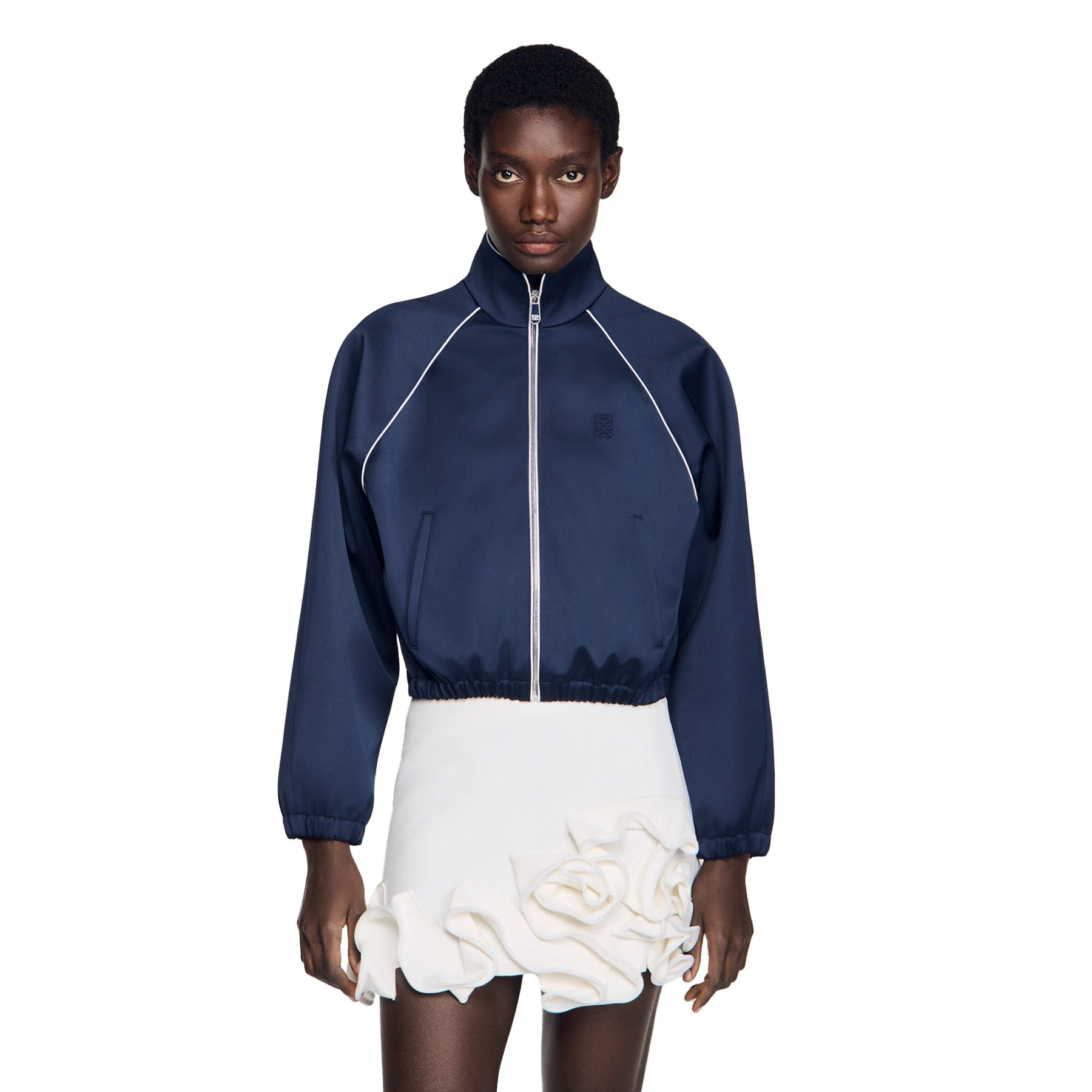 Embroidered Cropped Satin Jacket Gallery