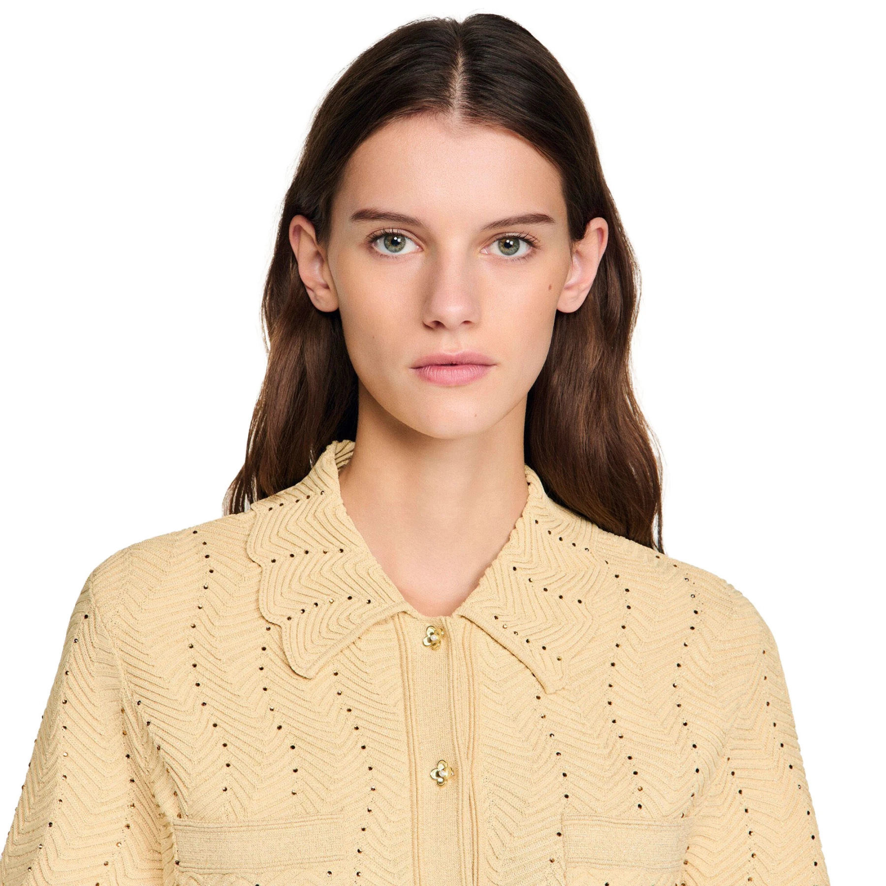 Textured Knit Strass Cardigan Gallery