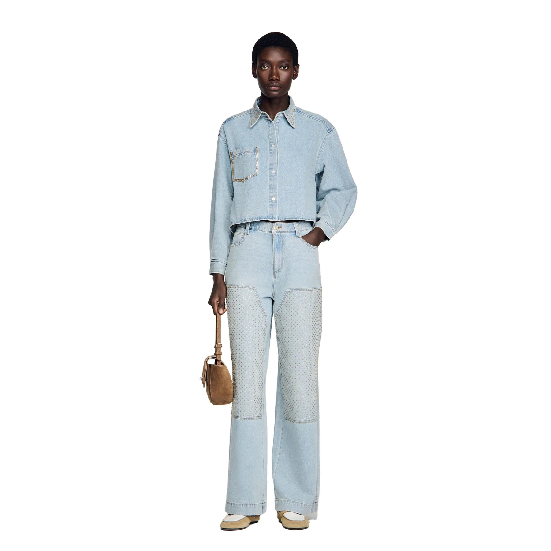 Rhinestone Cropped Denim Shirt Gallery