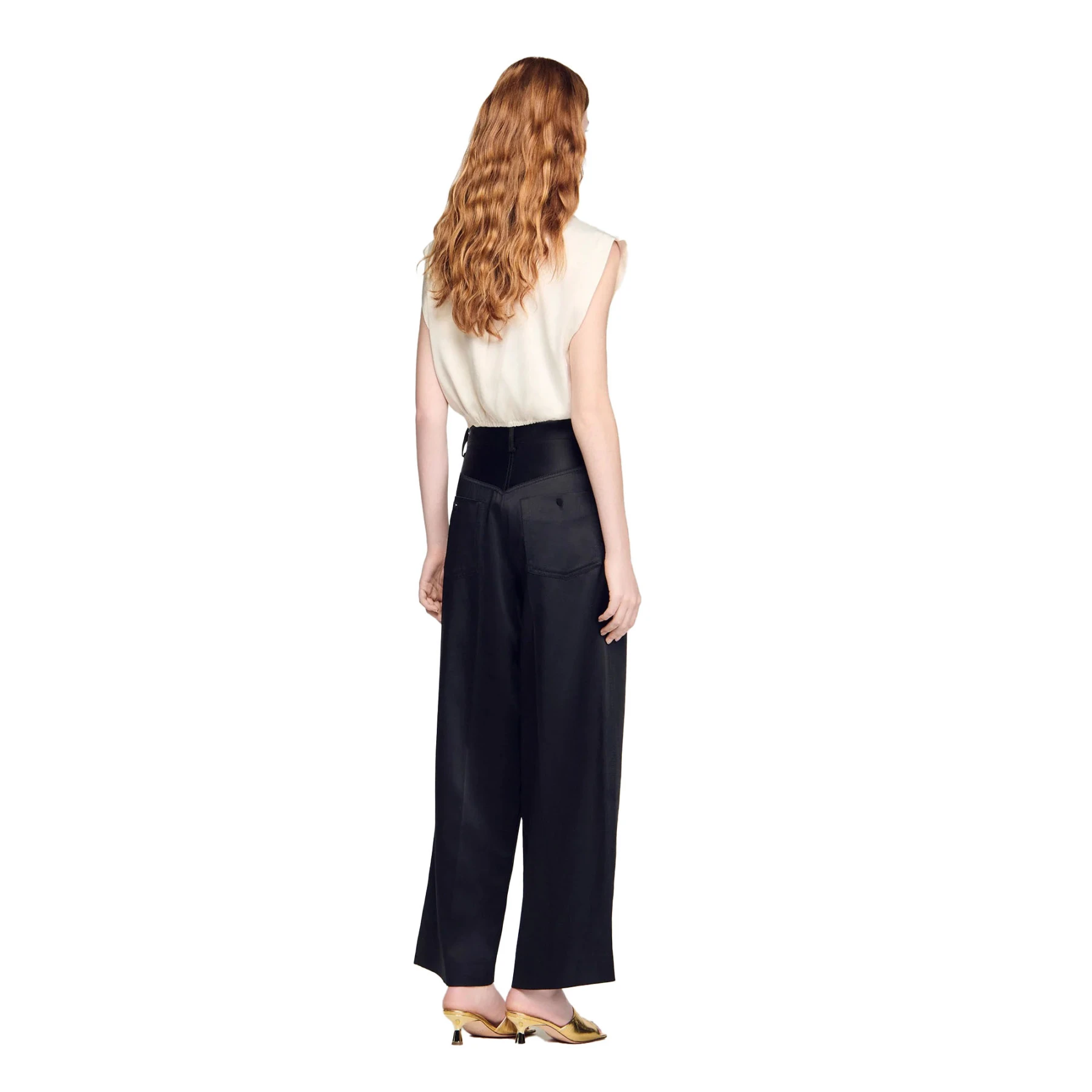 Satin-Effect Wide-Leg Trousers Gallery